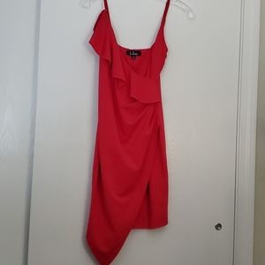 Lulu's Hot Pink Ruffled Asymmetrical Dress